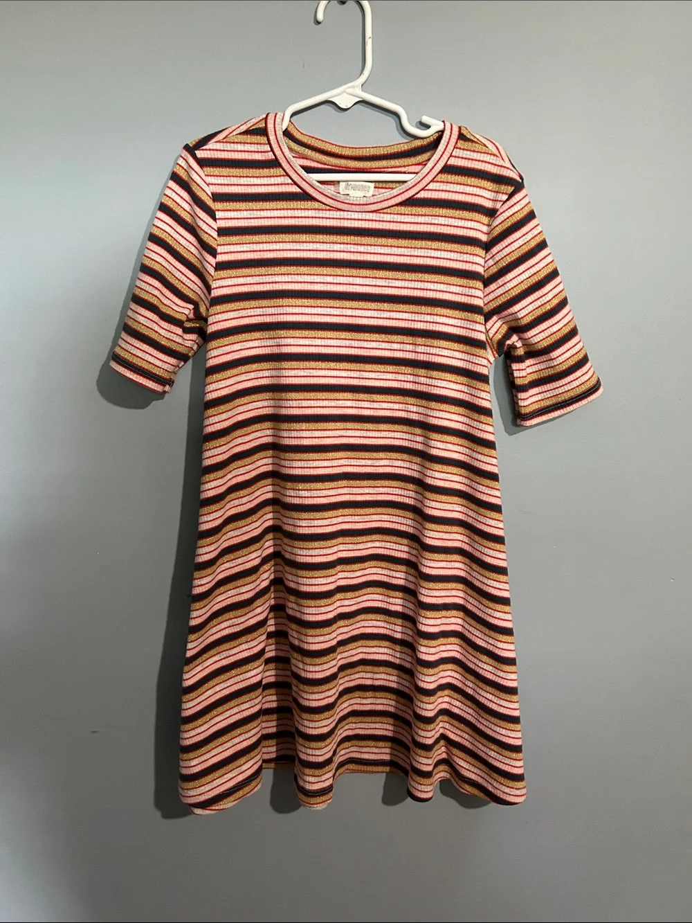 💐 10 for $50 Kids Striped Pink and Brown Knit Dress